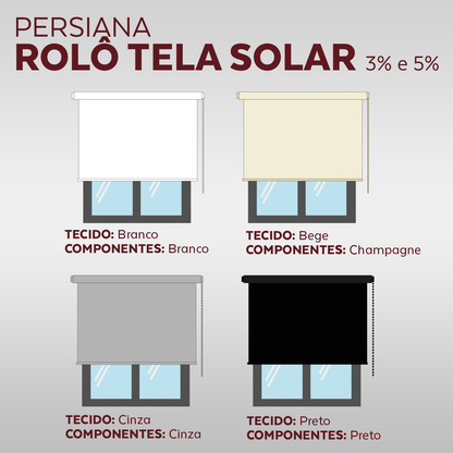Persiana Rolô Tela Solar 5% - Branca