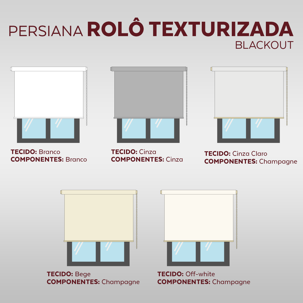 Persiana Rolô Blackout  - Branca Texturizado