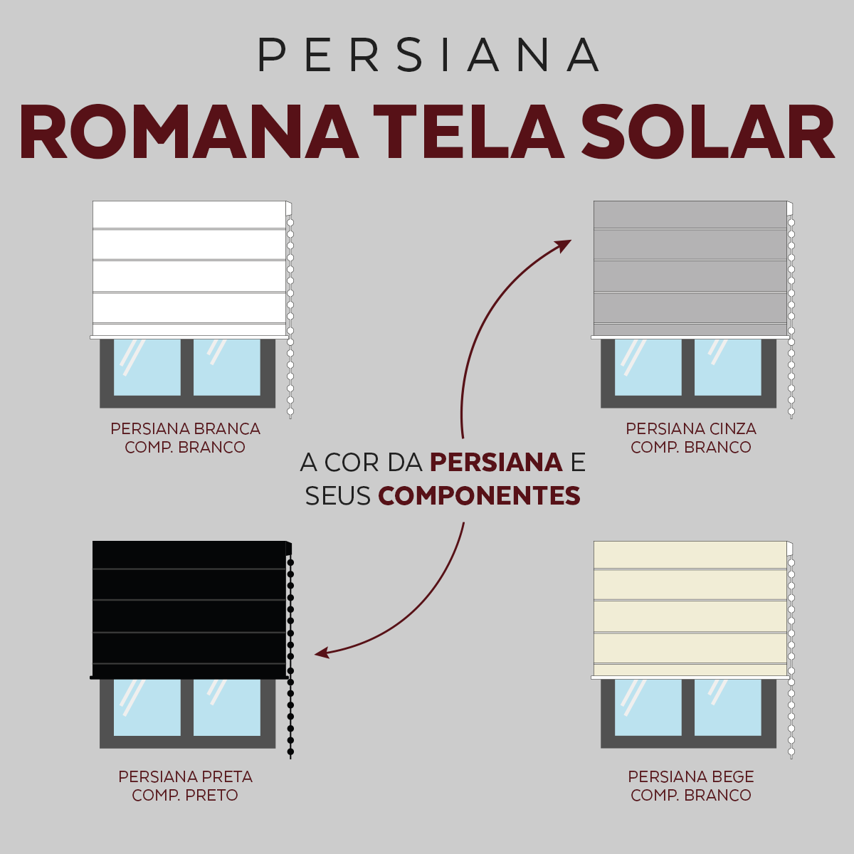 Persiana Romana Tela Solar 3% - Preta
