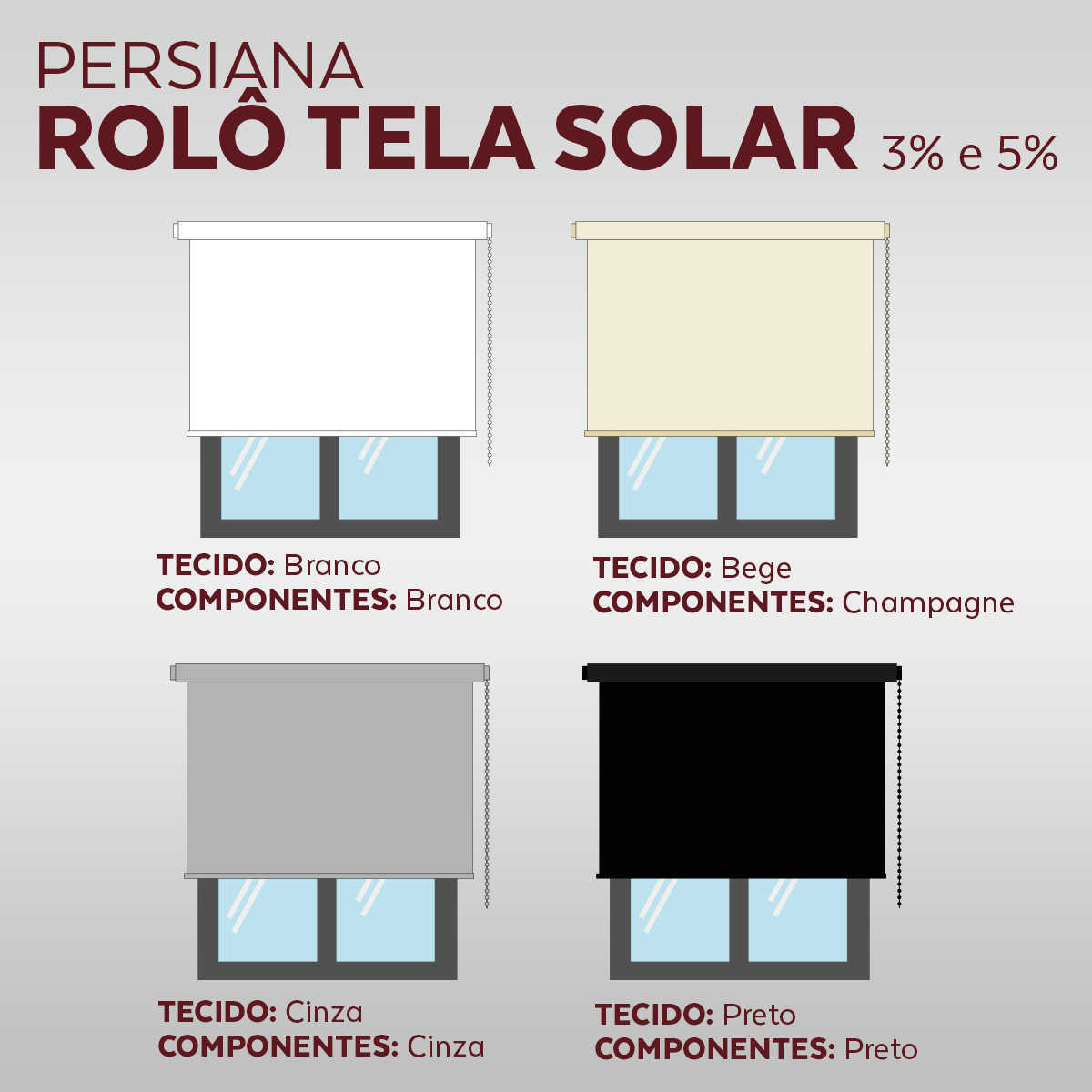 Persiana Rolô Tela Solar 5% - Bege Claro