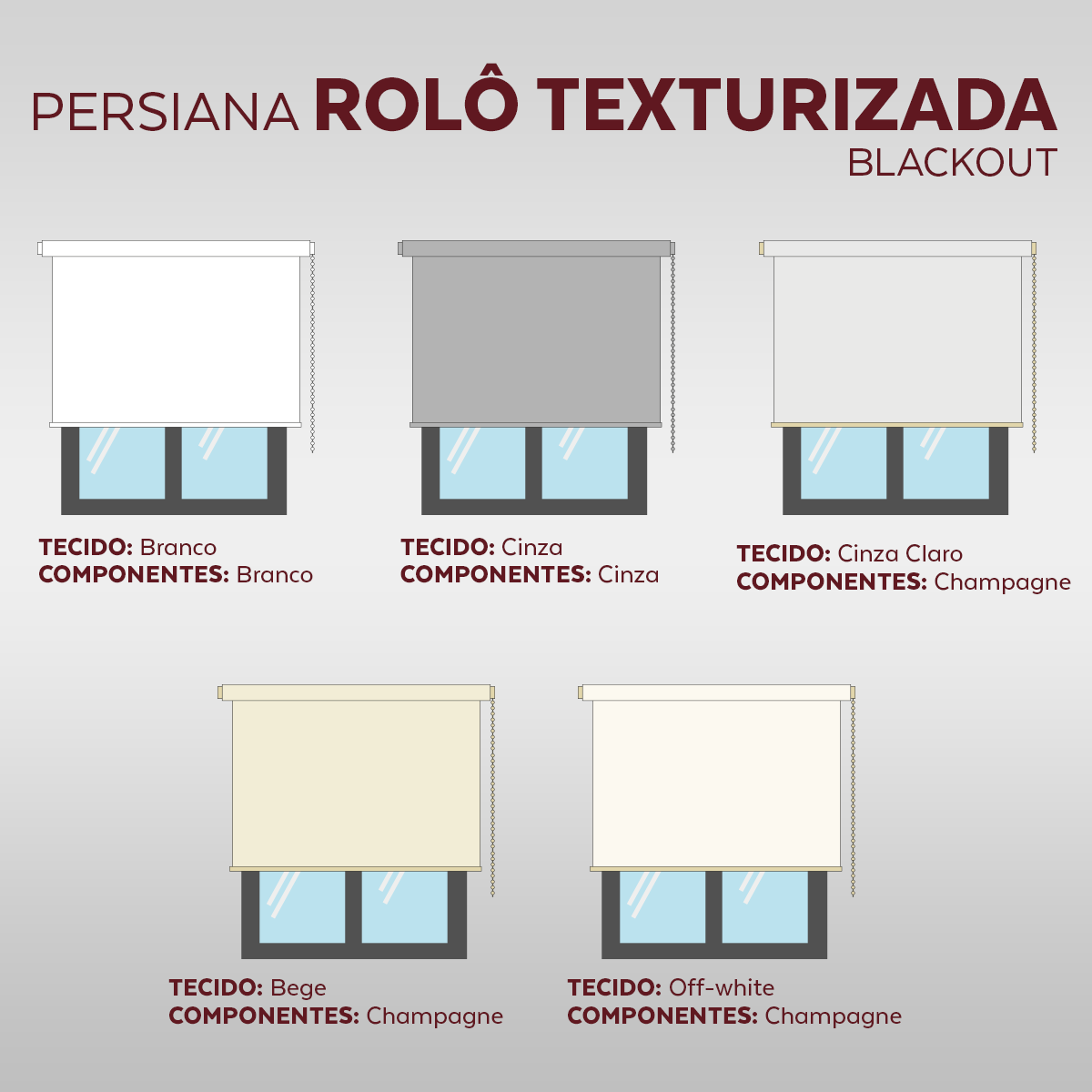 Persiana Rolô Blackout - Cinza Texturizada